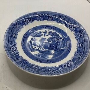 Ridgway Willow Blue & White Pottery Plate, North Staffordshire England Vintage